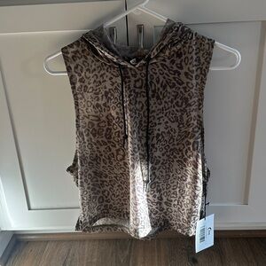 Ziya Active Leopard Print Sleeveless shear tank top with hood